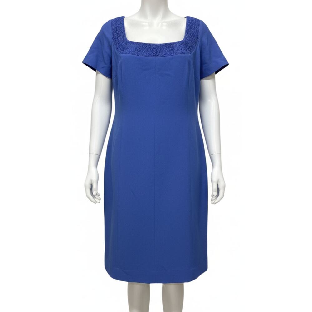 Rimini Dress Size 6 Purple Short Sleeve Altered Hem Minimalist Office Career